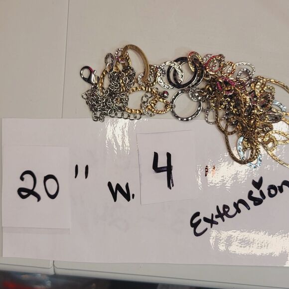 Chicos Statement Necklace Layered Chain Link Mixed Tone 20" - Picture 3 of 7